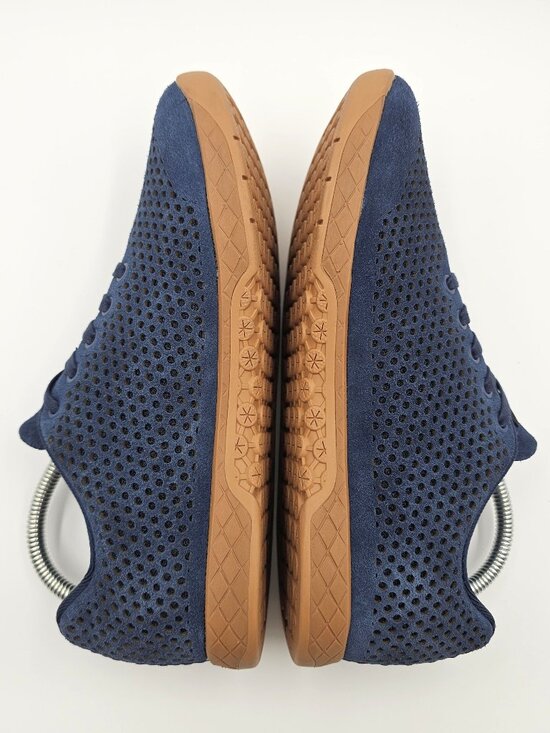 No Bull Perforated Leather Trainers Sneakers Blue Unisex Mens 8.5- Womens 10 NEW
